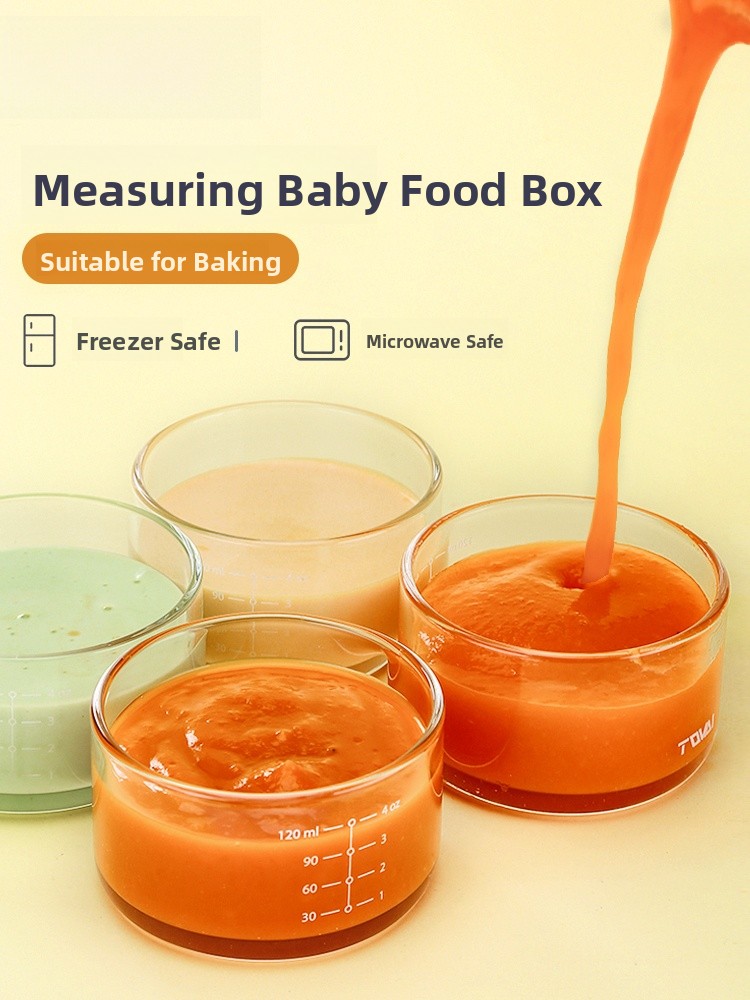 Baby Food Containers Glass - Portable Baby Food Bowl with Sc