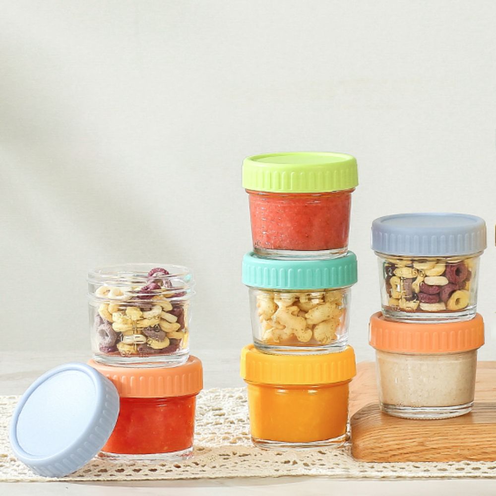 Baby Food Containers Glass - 6pcs Mason Jar Glass Baby Food