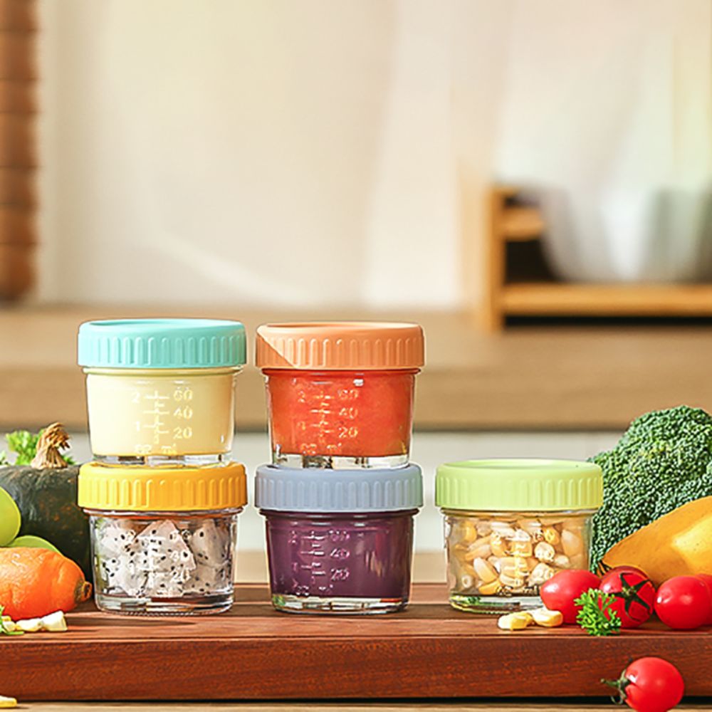 Baby Food Containers Glass - 6pcs Mason Jar Glass Baby Food