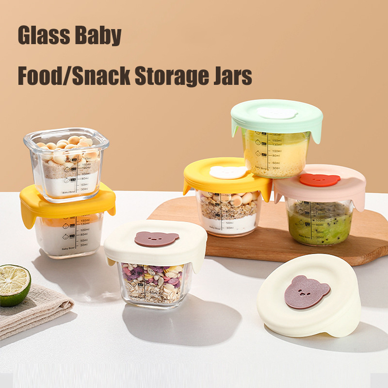 Baby Food Containers Glass - 180ml Glass Baby Food Storage Jars